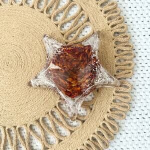 Art Glass Clear Orange Speckle Swirl Starfish Sea Star Paperweight Murano Style
